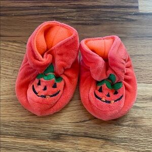 Orange Pumpkin Baby Booties - Soft Plush Slippers